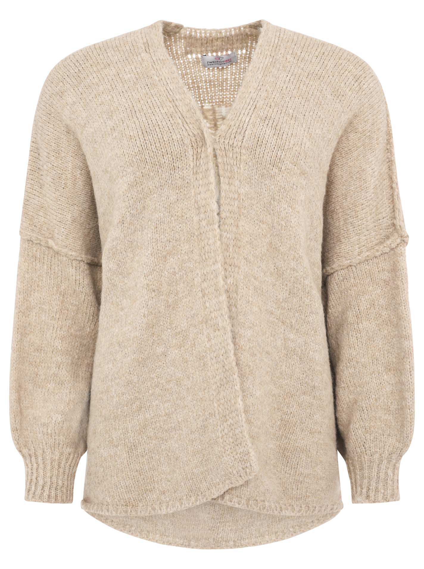 Zwillingsherz - Woll Cardigan mit Naht - Beige