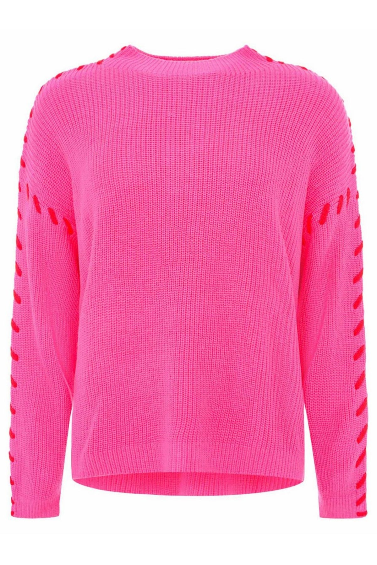 Zwillingsherz - Woll Pullover "Stiching" - Pink