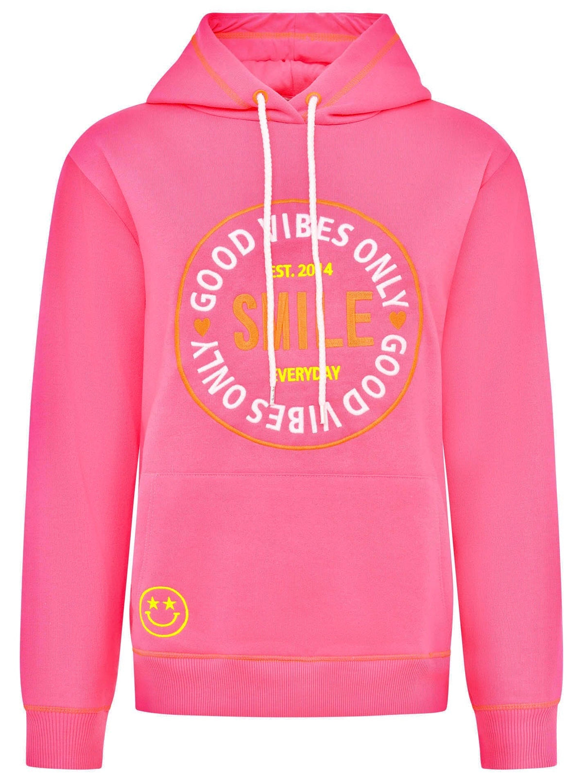 Zwillingsherz - Hoodie "Smile - Good Vibes Only" - Neon Pink - CYBER DEAL