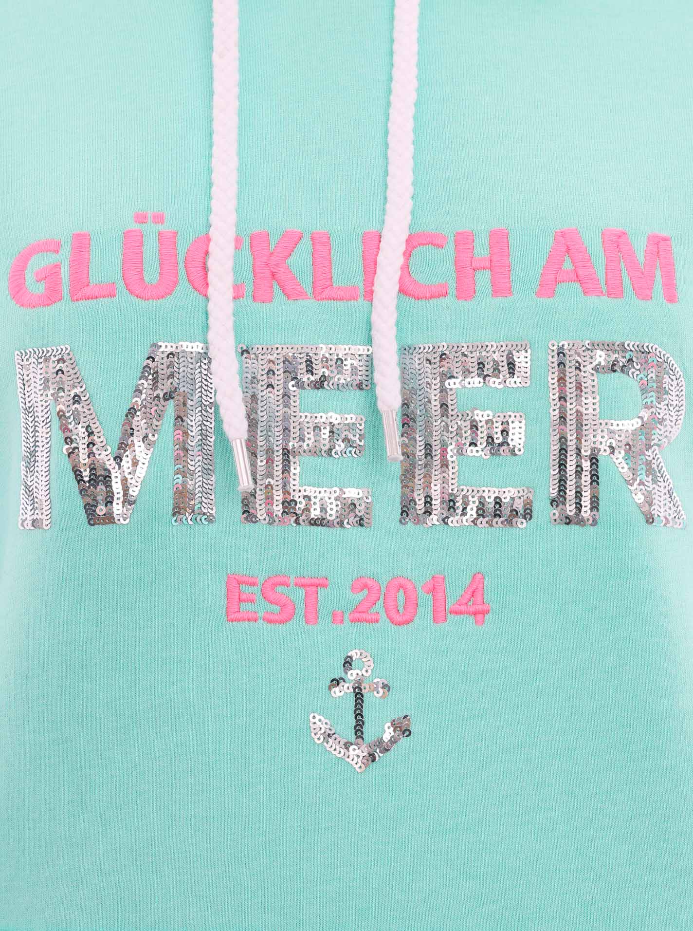 Zwillingsherz - Hoodie "Glücklich am Meer" - Türkis/Mint