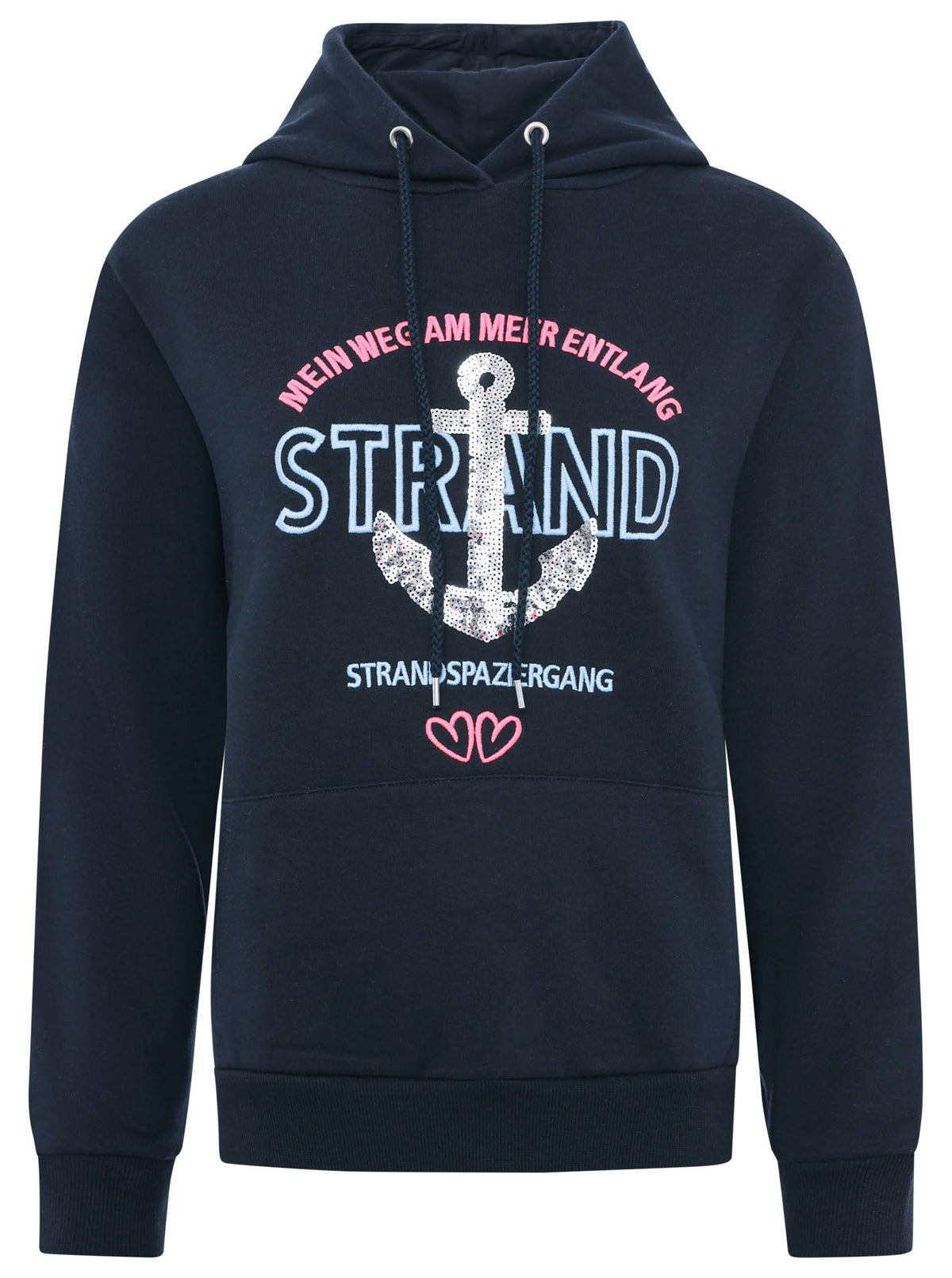 Zwillingsherz - Hoodie "Strandspaziergang mit Pailletten" - Dunkelblau/Navy