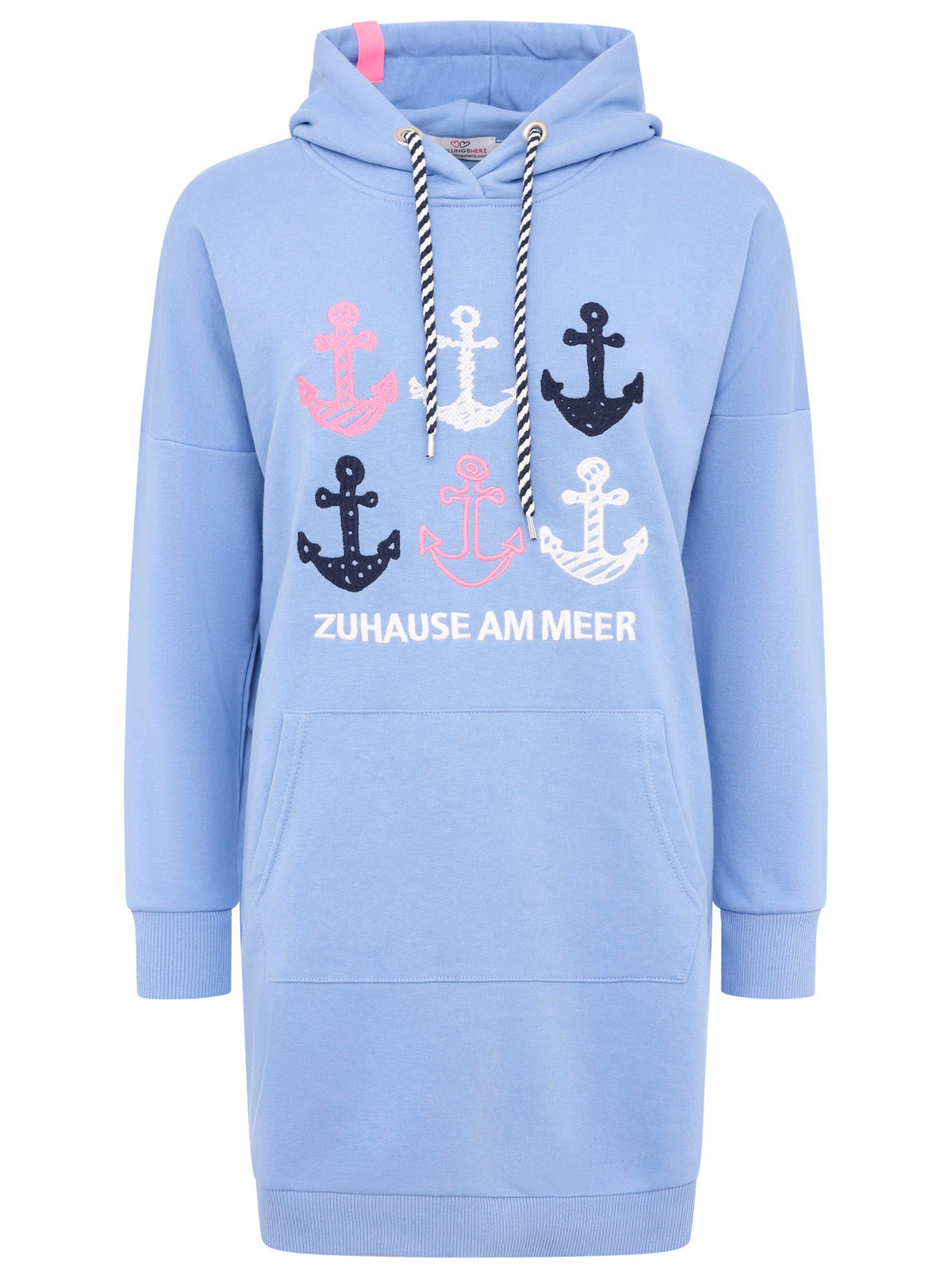 Zwillingsherz - Hoodiekleid "Moin Strand Küste Meer" - Blau