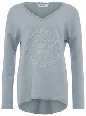 Zwillingsherz -  Sweatshirt "Positive Mind" - Hellgrau