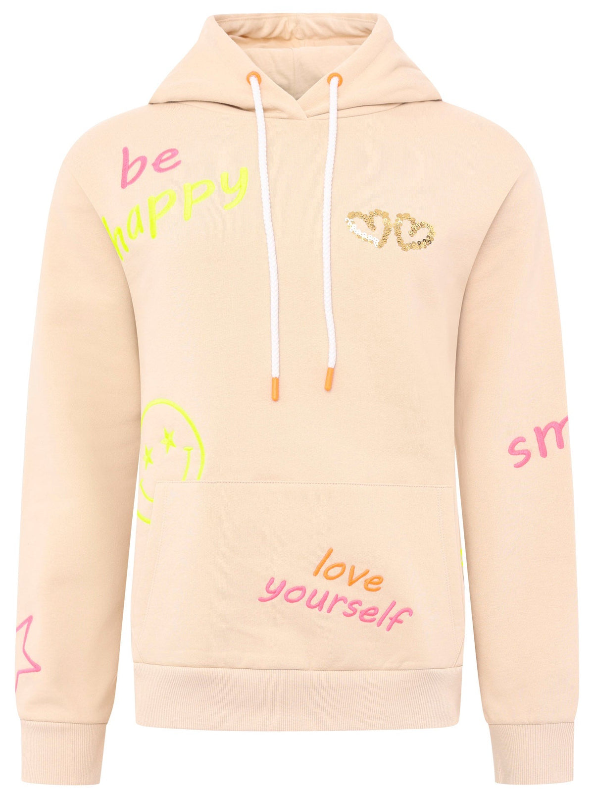 Zwillingsherz - Hoodie "Love Yourself Be Happy" - Beige (Neu)