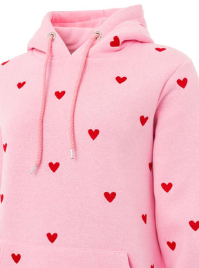 Zwillingsherz - Hoodie mit handgestrickten Herzen - Rosa (Neu)