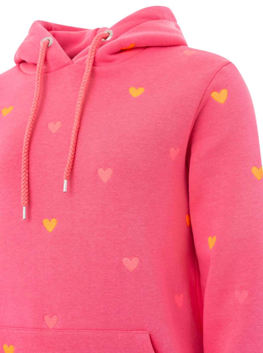 Zwillingsherz - Hoodie mit handgestrickten Herzen - Pink (Neu)