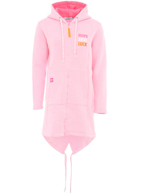 Zwillingsherz - Hoodiemantel "Hope Love Luck" - Rosa-Pink