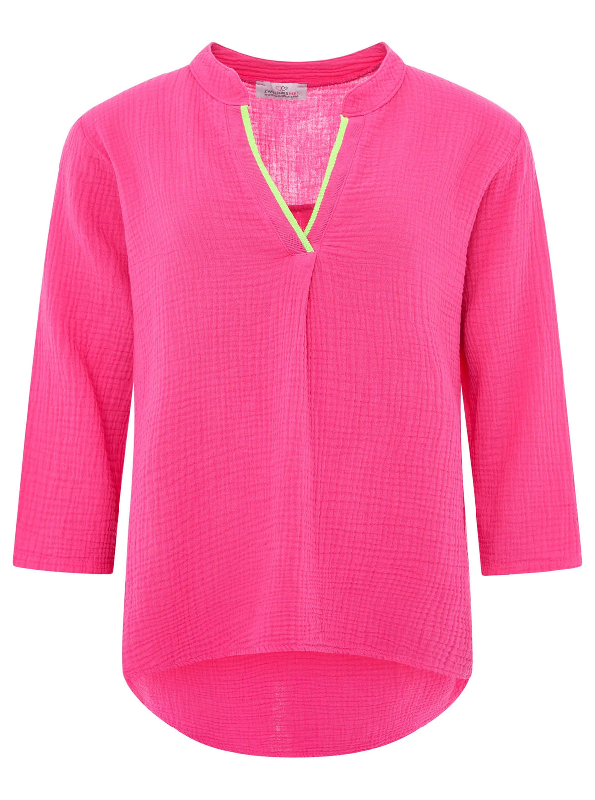 Zwillingsherz Musselin-Bluse Neonkante - Pink