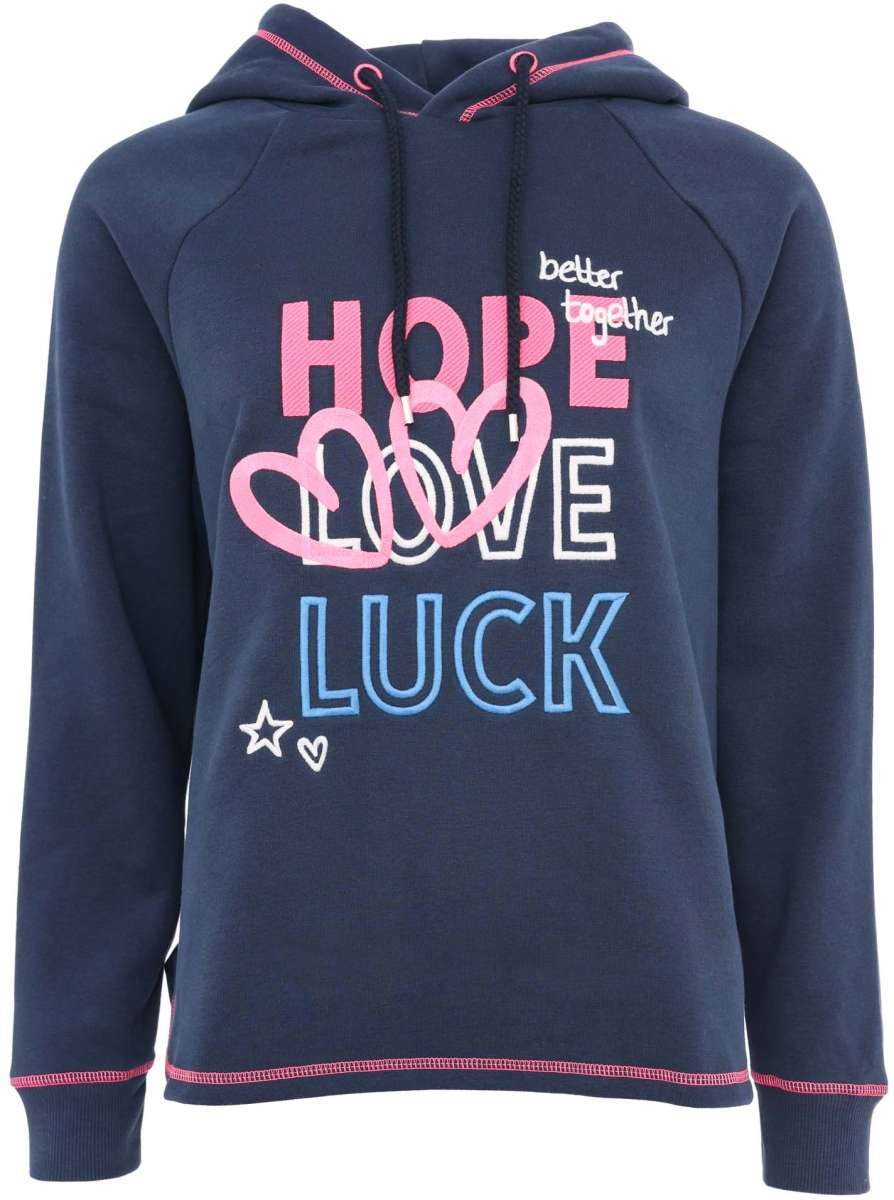 Zwillingsherz - Hoodie Herz "Hope Love Luck" - Dunkelblau (Neu) - CYBER DEAL