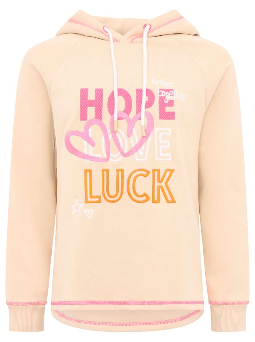 Zwillingsherz - Hoodie Herz "Hope Love Luck" - Beige - CYBER DEAL