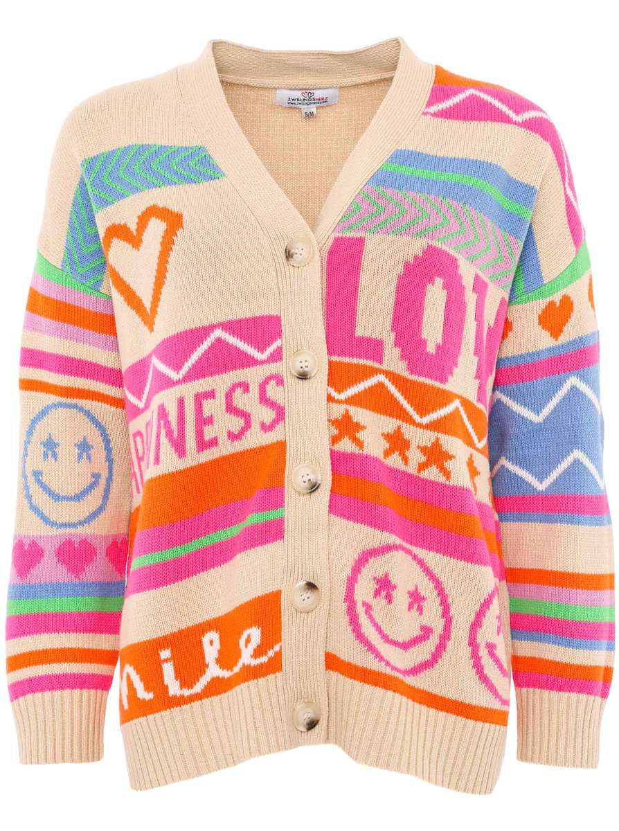 Zwillingsherz - Smile Love Baumwoll-Cardigan - Beige