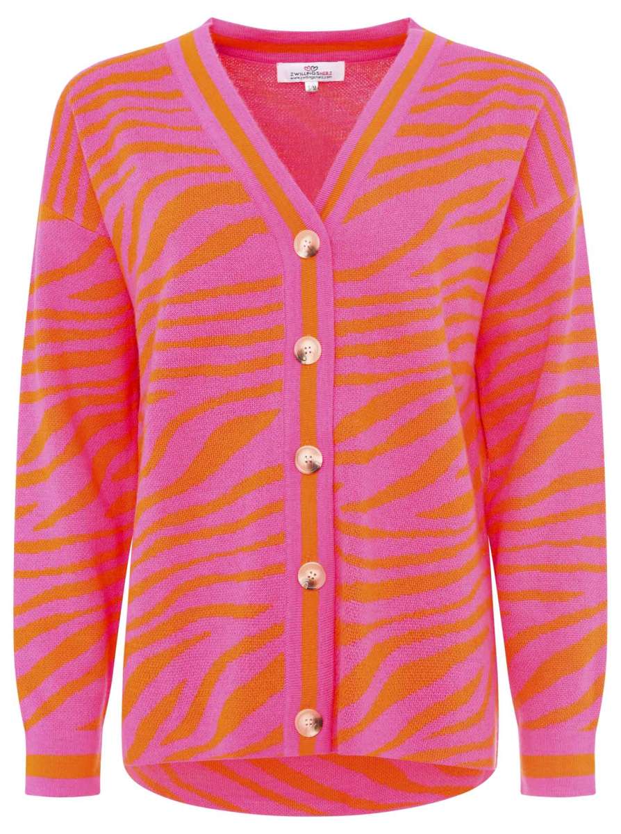 Zwillingsherz Zebra Woll Cardigan - Pink