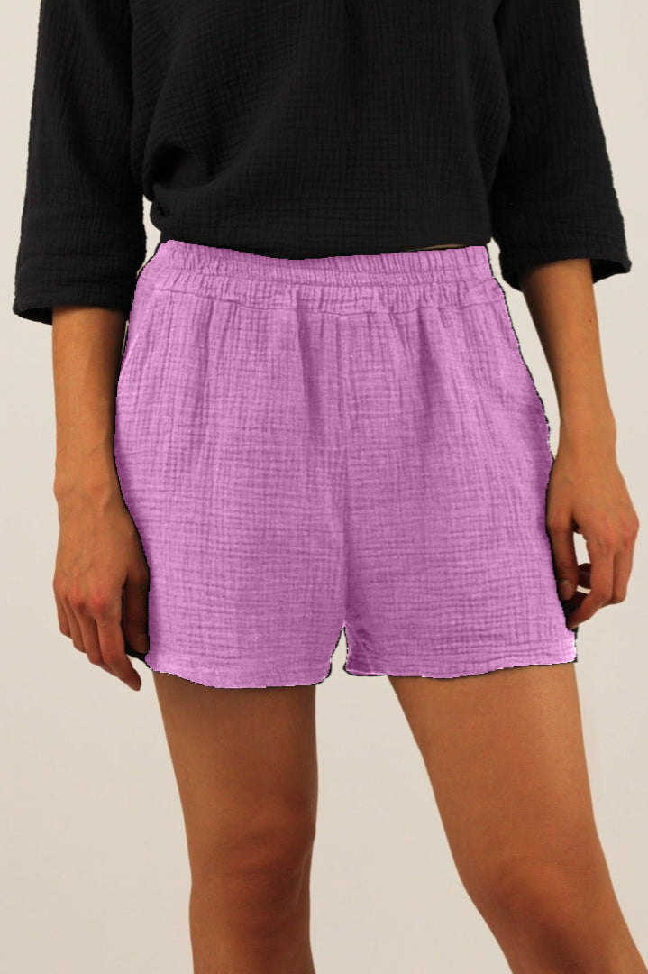 Natürliche Musselin Shorts - Flieder