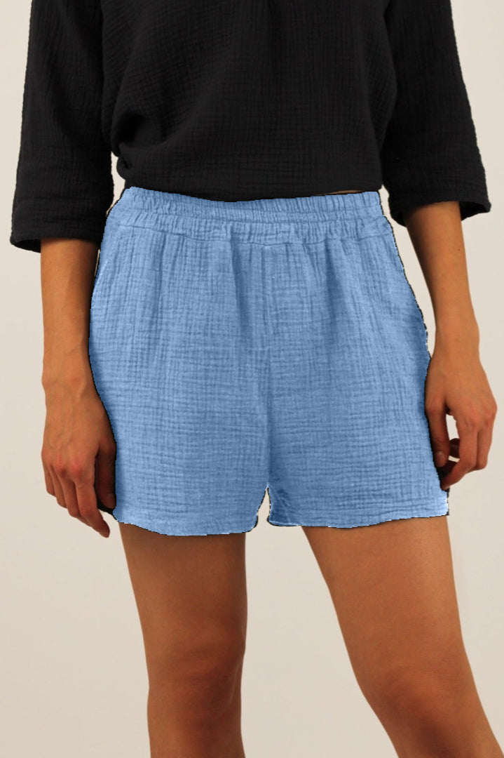 Natürliche Musselin Shorts - Hellblau