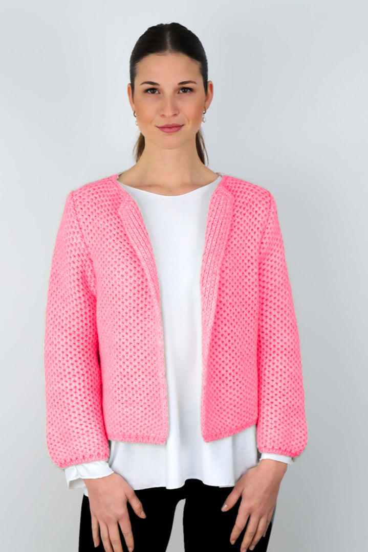 Kurze Strickjacke - Rosa