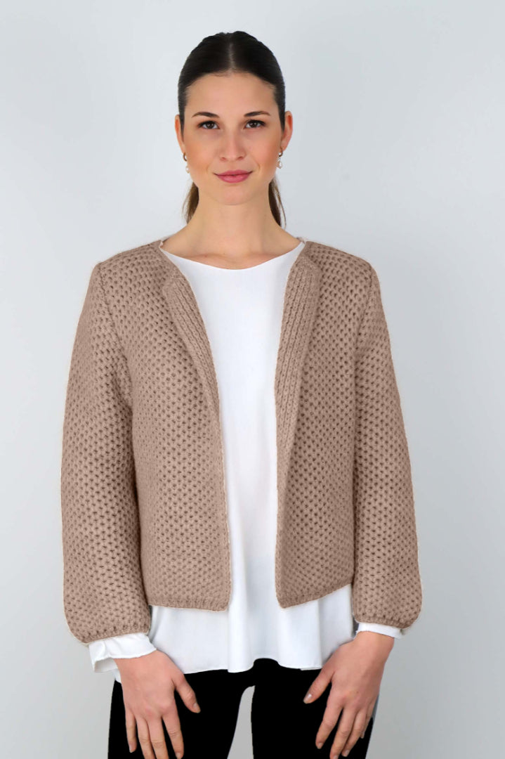 Kurze Strickjacke - Taupe