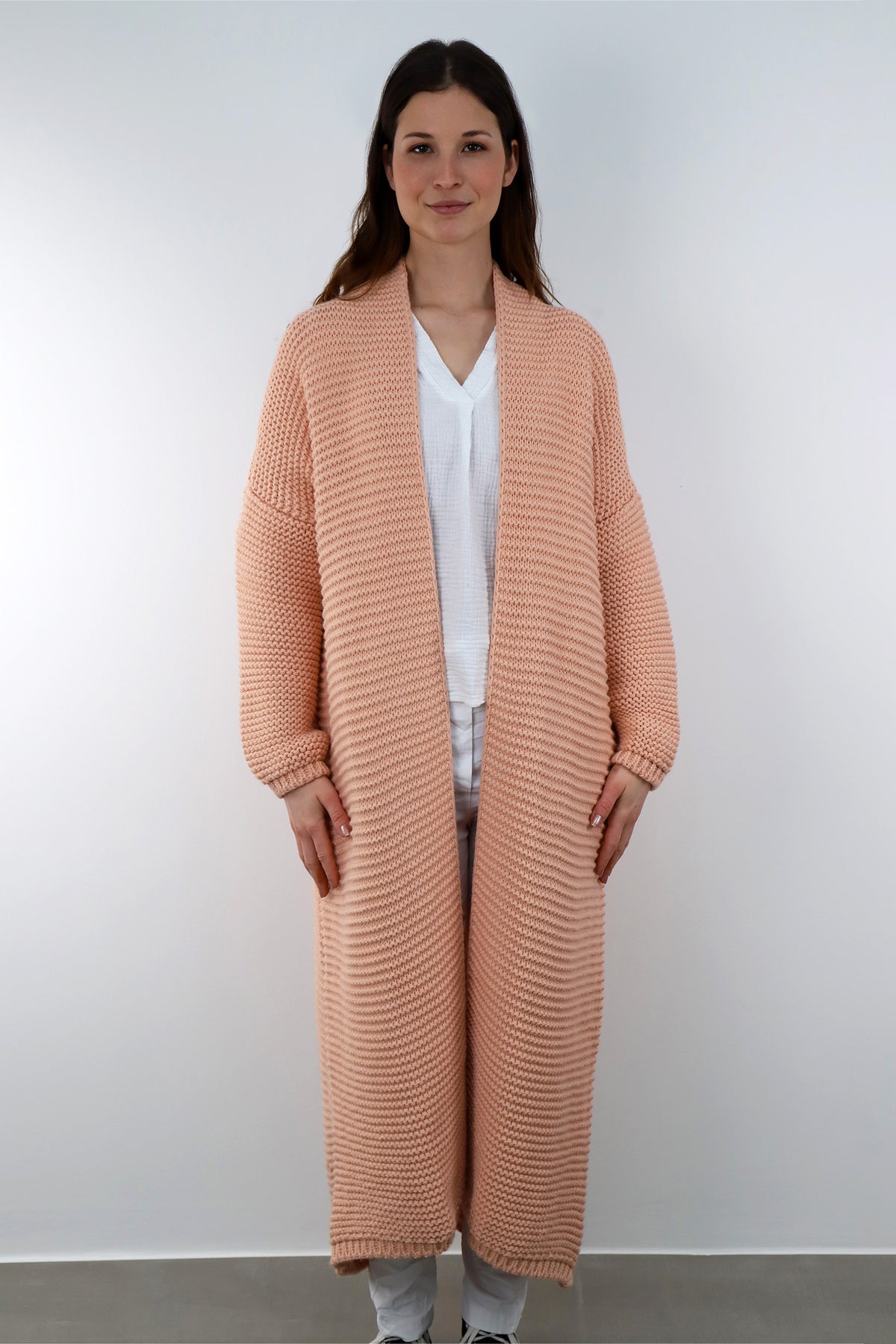 ST Selected Touch - Strickjacke lang - Pfirsich/Orange