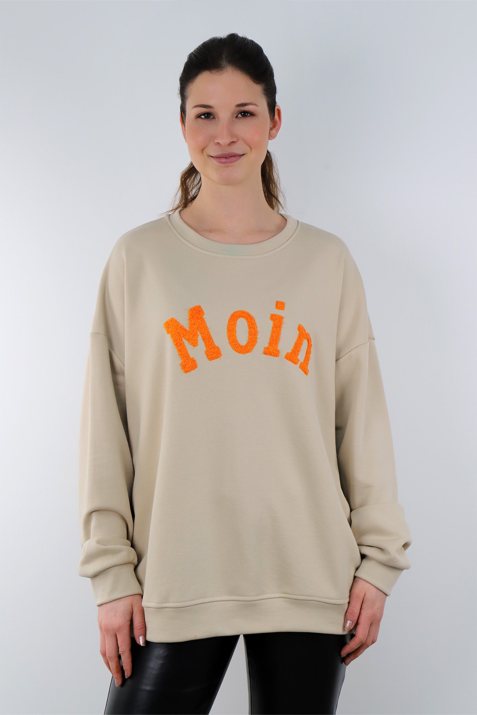 Selected Touch Sweatshirt "Moin" - Beige