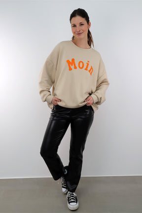 Selected Touch Sweatshirt "Moin" - Beige