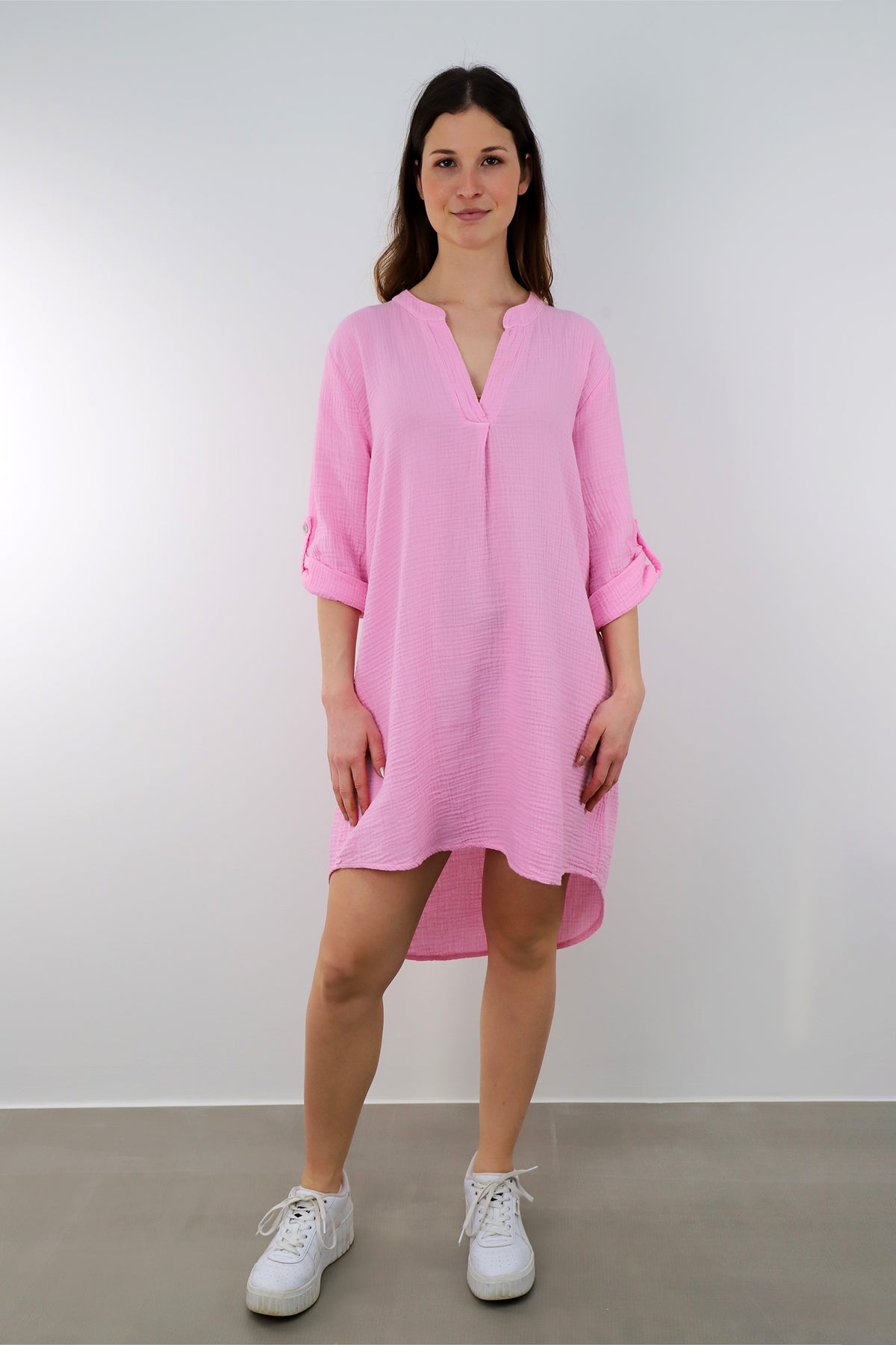 Musselin Tunika / Kleid - Rosa