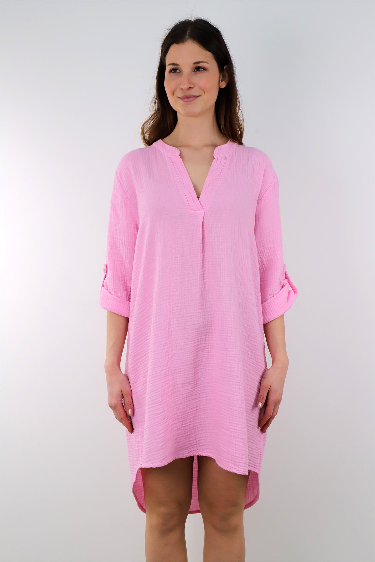 Musselin Tunika / Kleid - Rosa