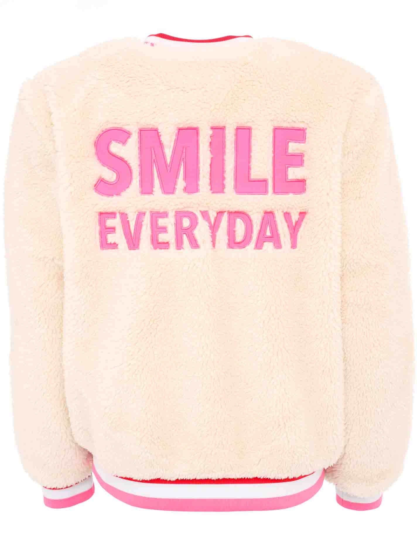 Zwillingsherz Bomberjacke Teddy "Smile Everyday" - Creme/Pink