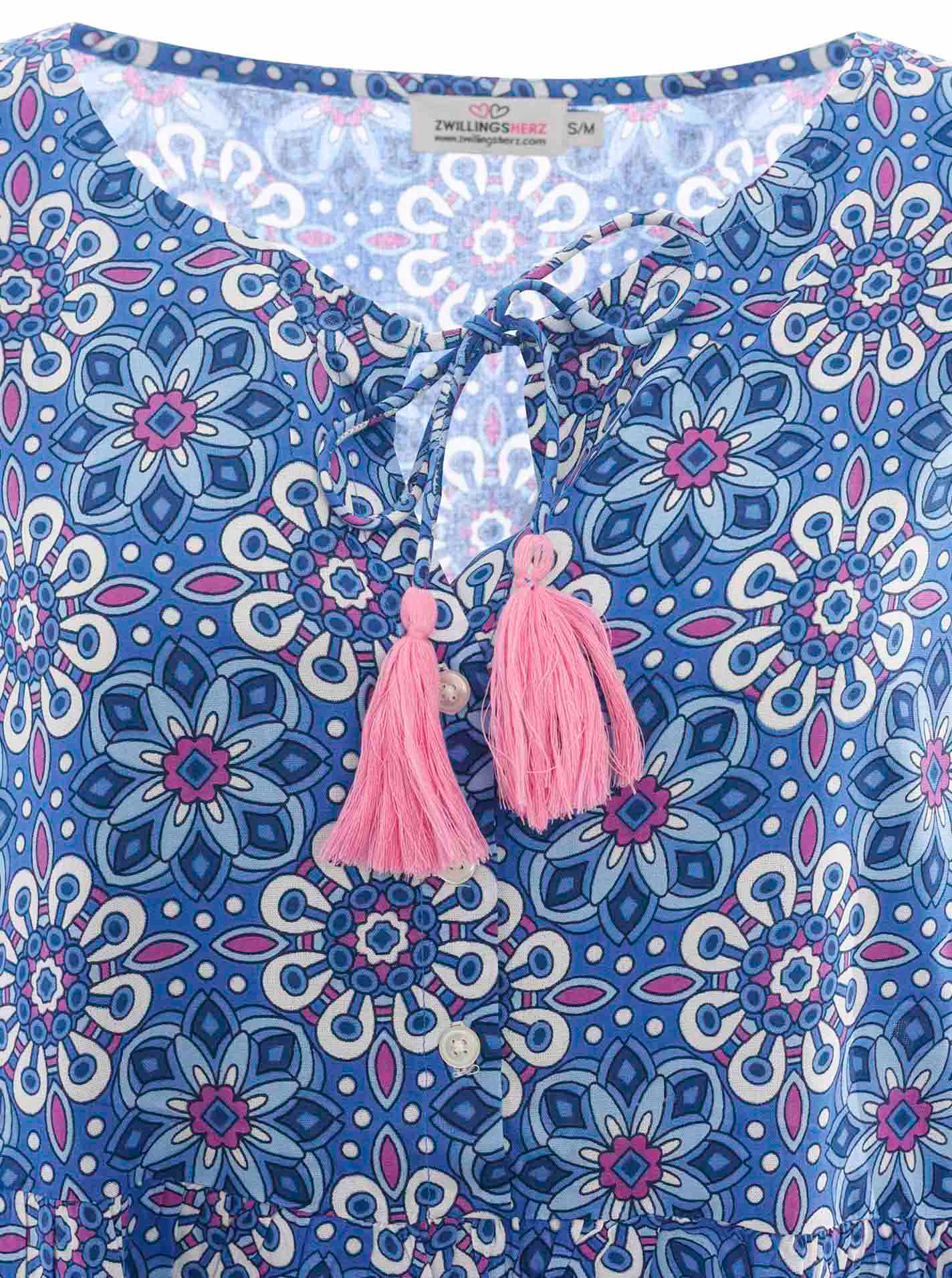 Zwillingsherz - Tunika Kleid "Fine" - Blau/Pink