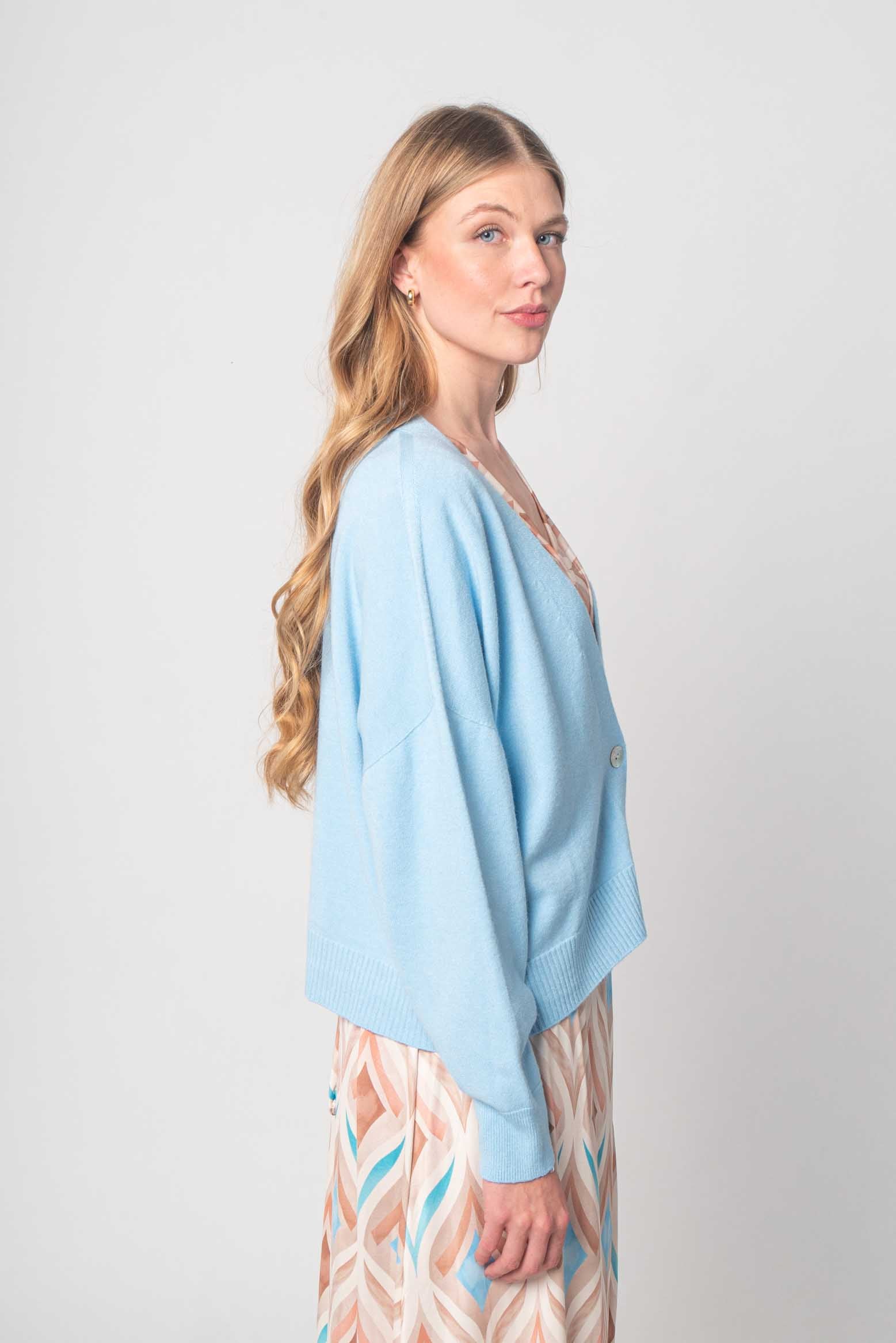 Lisa Style - Weicher Strick Cardigan - Hellblau