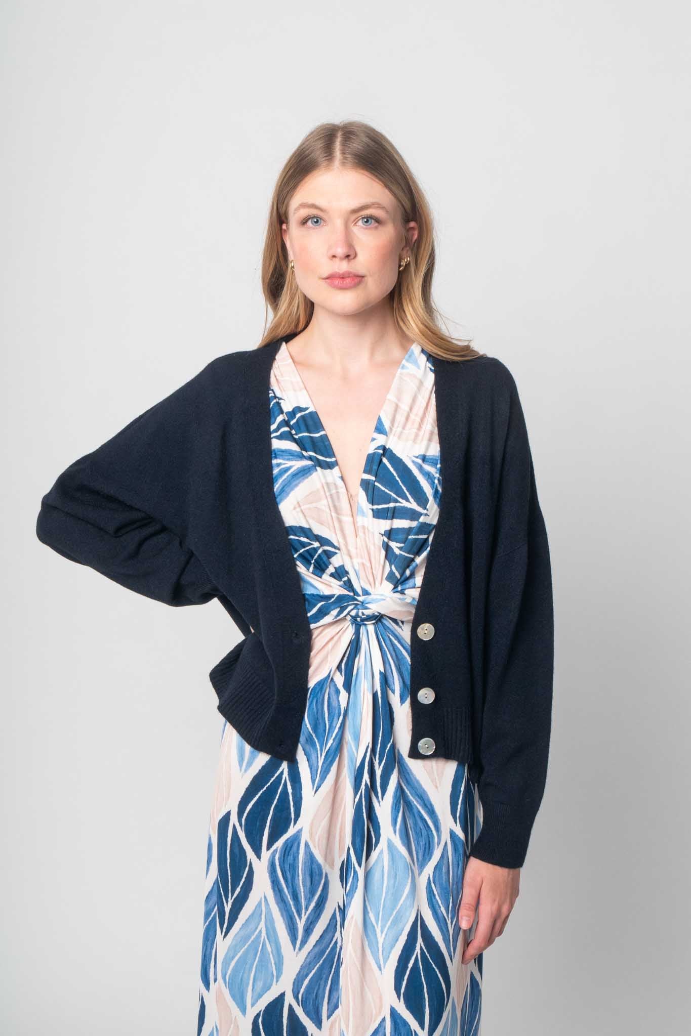 Lisa Style - Kleid mit Design - Blau/Beige