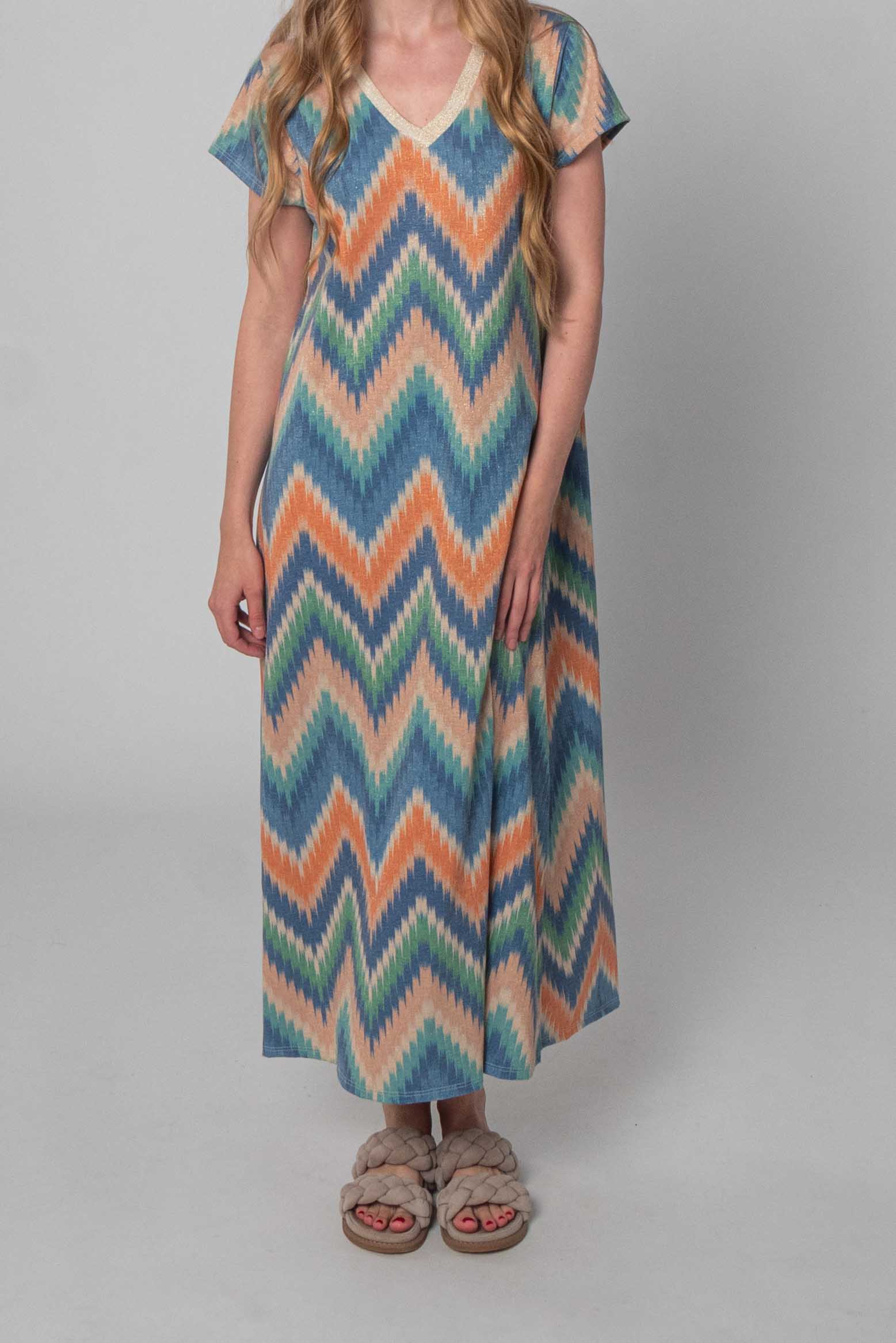Straight Fit Kleid mit Muster - Blau Multicolor