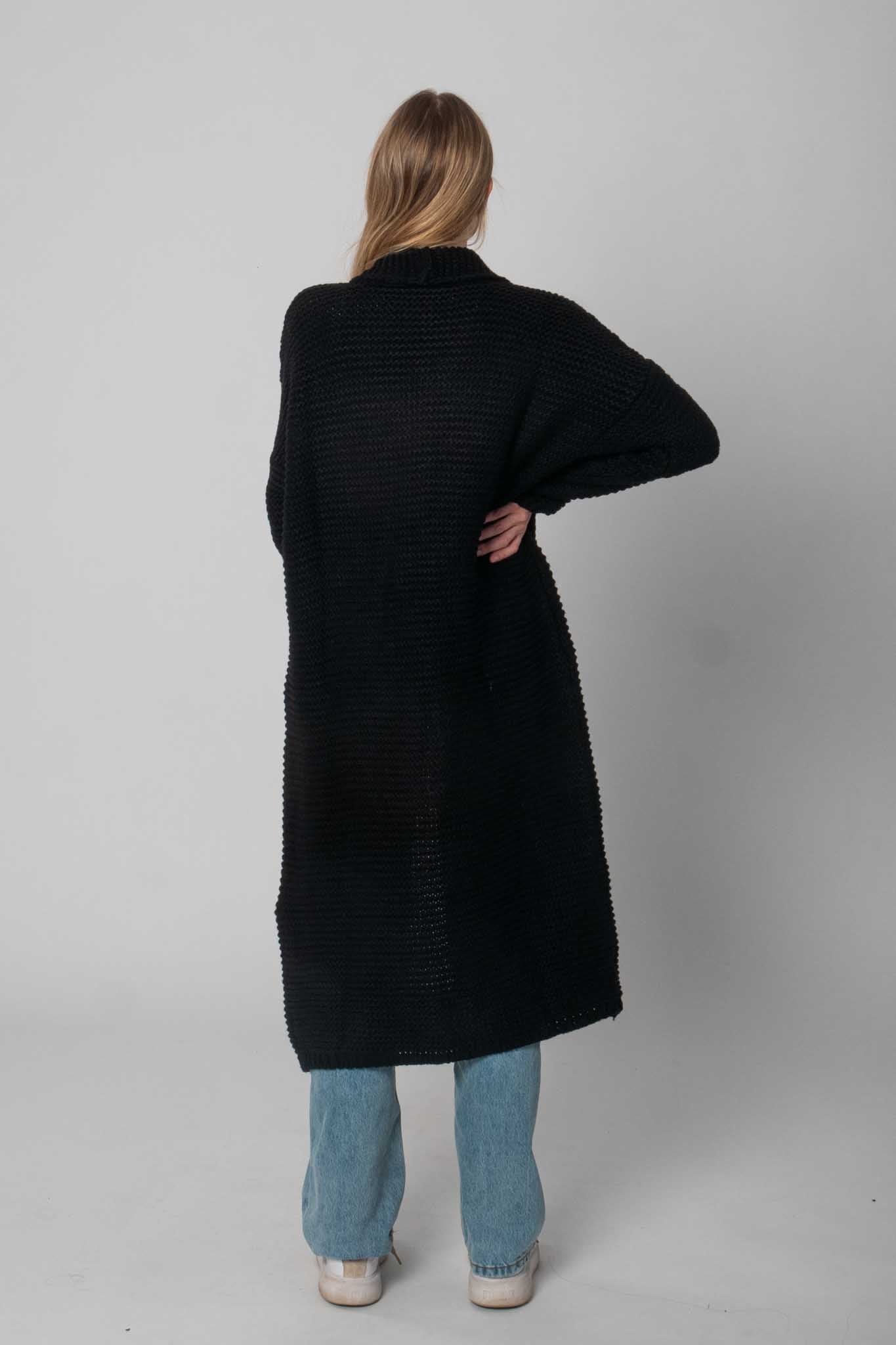 Strickjacke lang - Schwarz