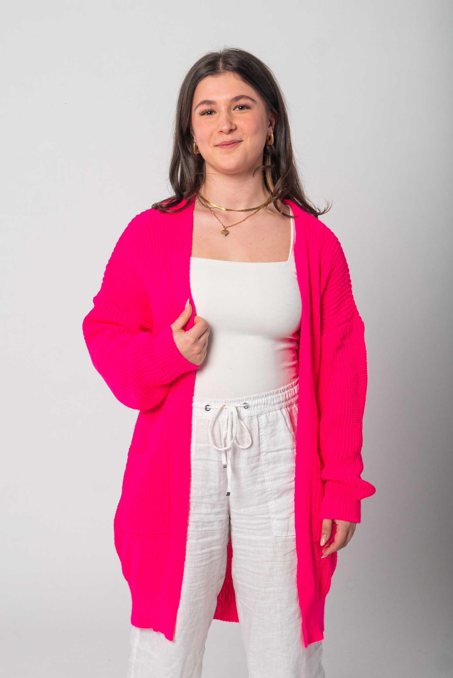 Flair - Strickjacke in trendigem Neonfarbton - Pink