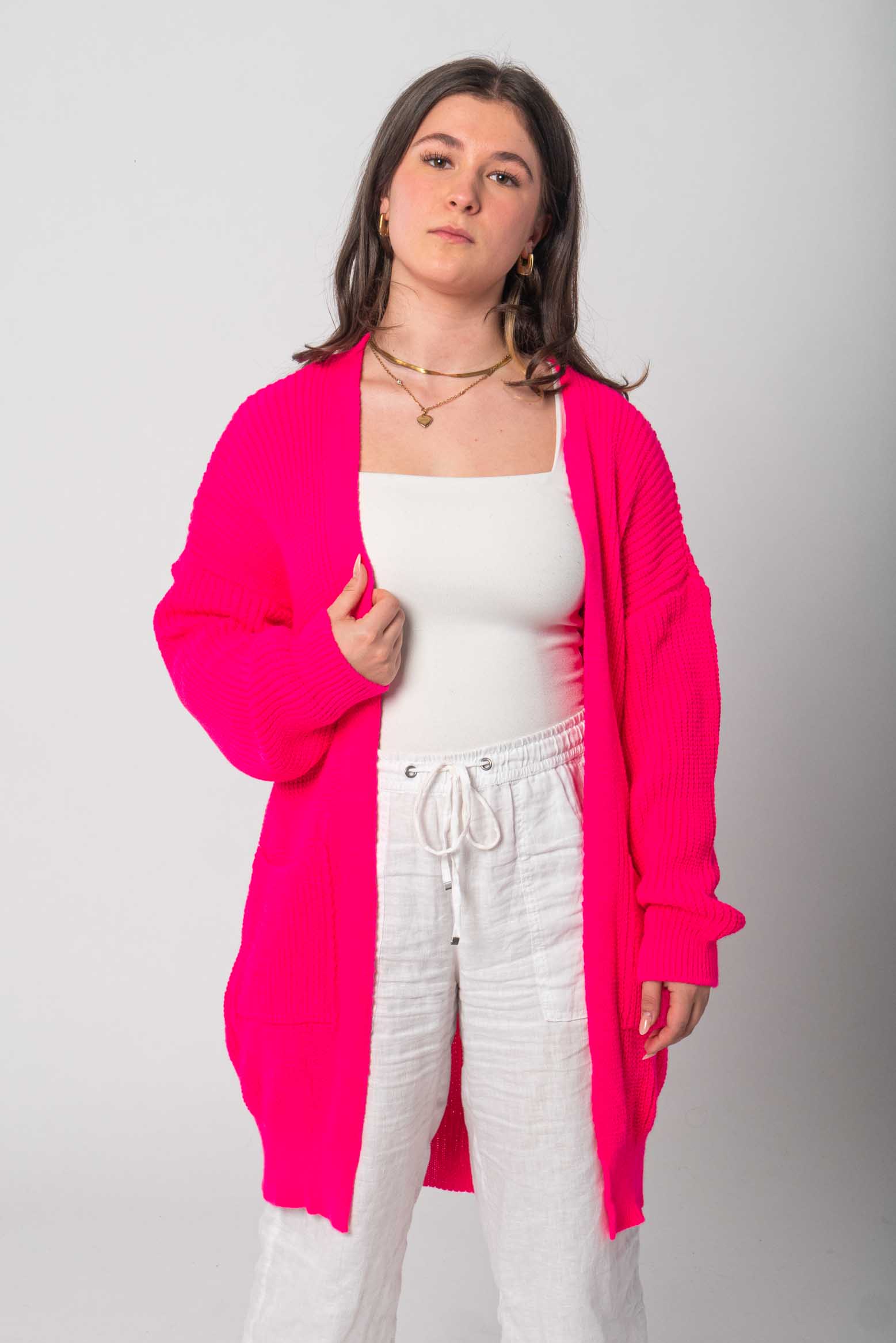 Flair - Strickjacke in trendigem Neonfarbton - Pink