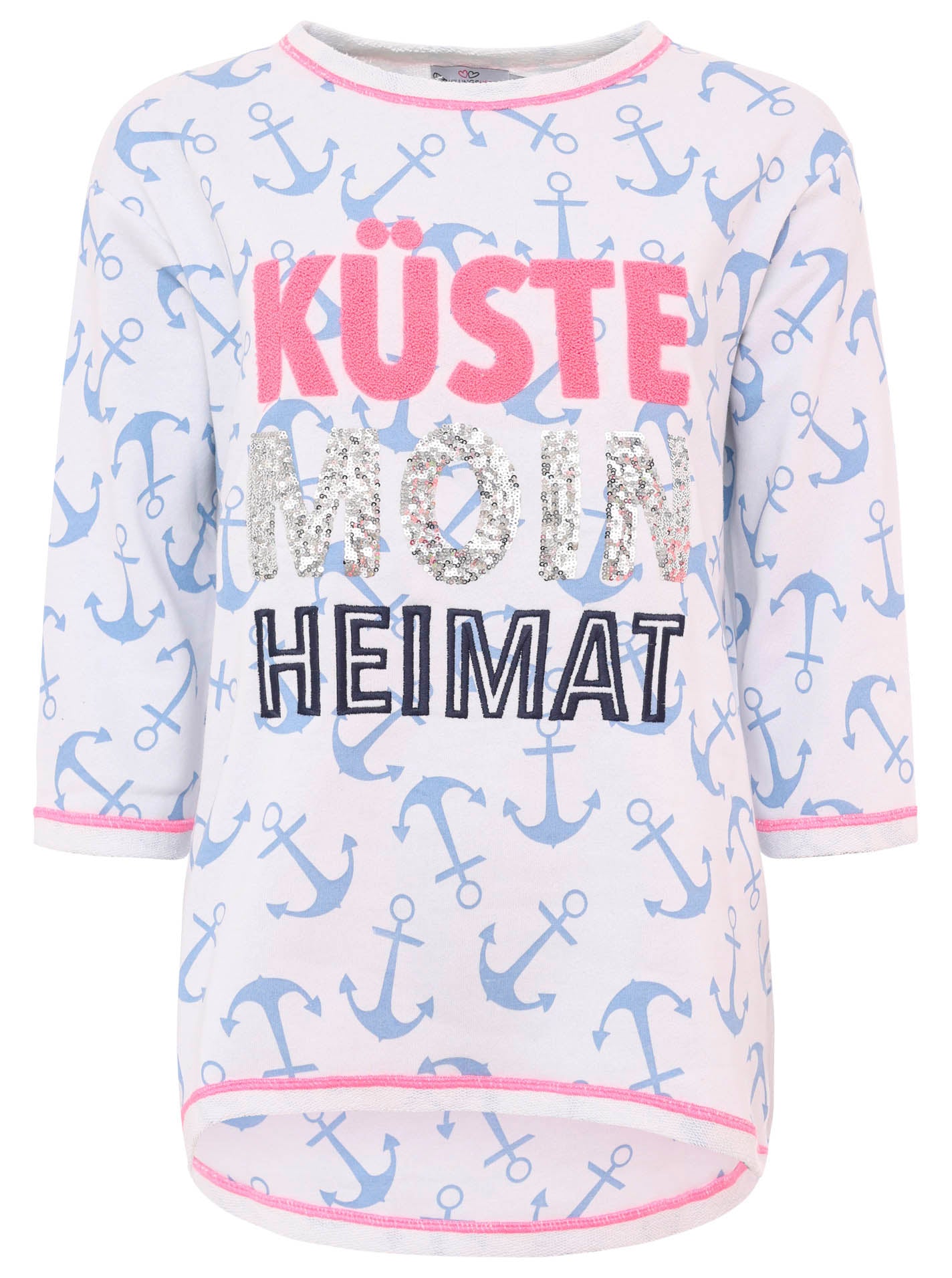 Zwillingsherz -  Sweatshirt/Pullover "Küste Moin Heimat" - Creme/Blau/Pink