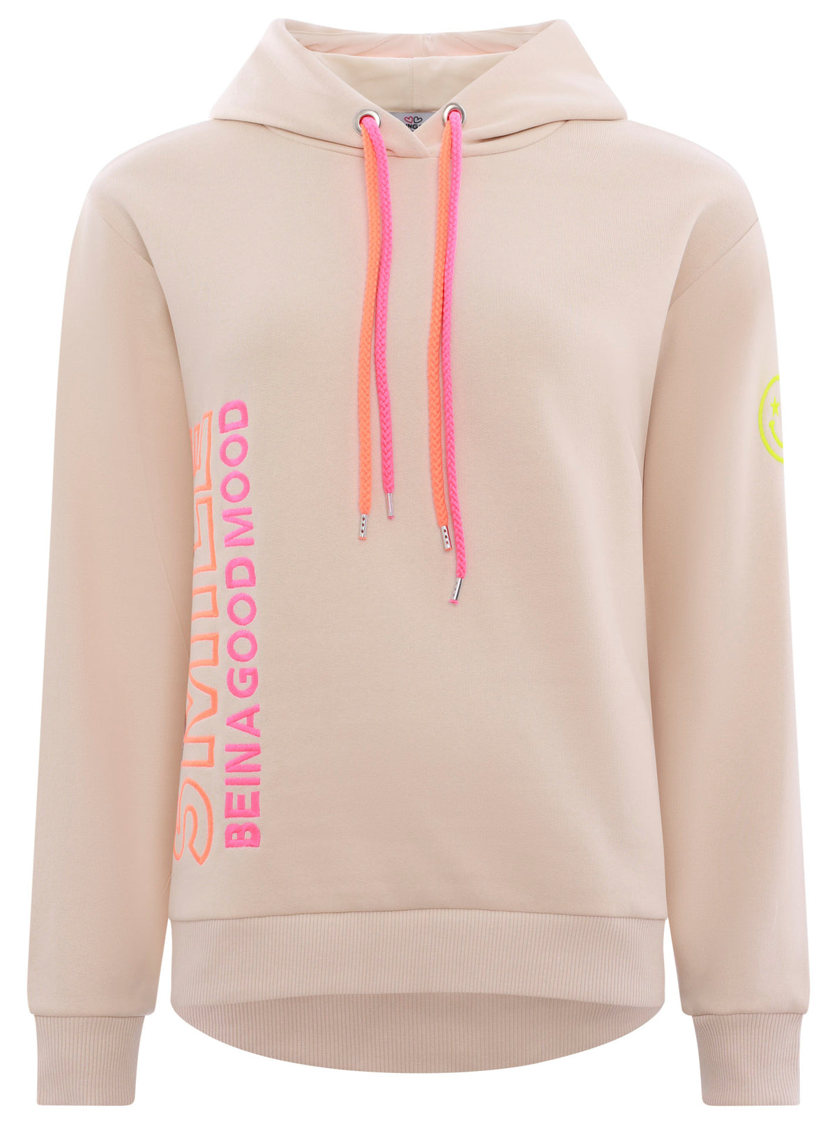 Zwillingsherz - Hoodie "Smile - Be in a good mood" - Beige/Pink