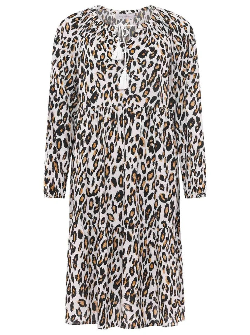 Zwillingsherz - Kleid/Tunika Wilder Leo mit Leo Leopard Muster - Beige/Schwarz