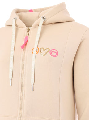 Zwillingsherz - Hoodiemantel "Smiley Happy Peace Herz" - Beige