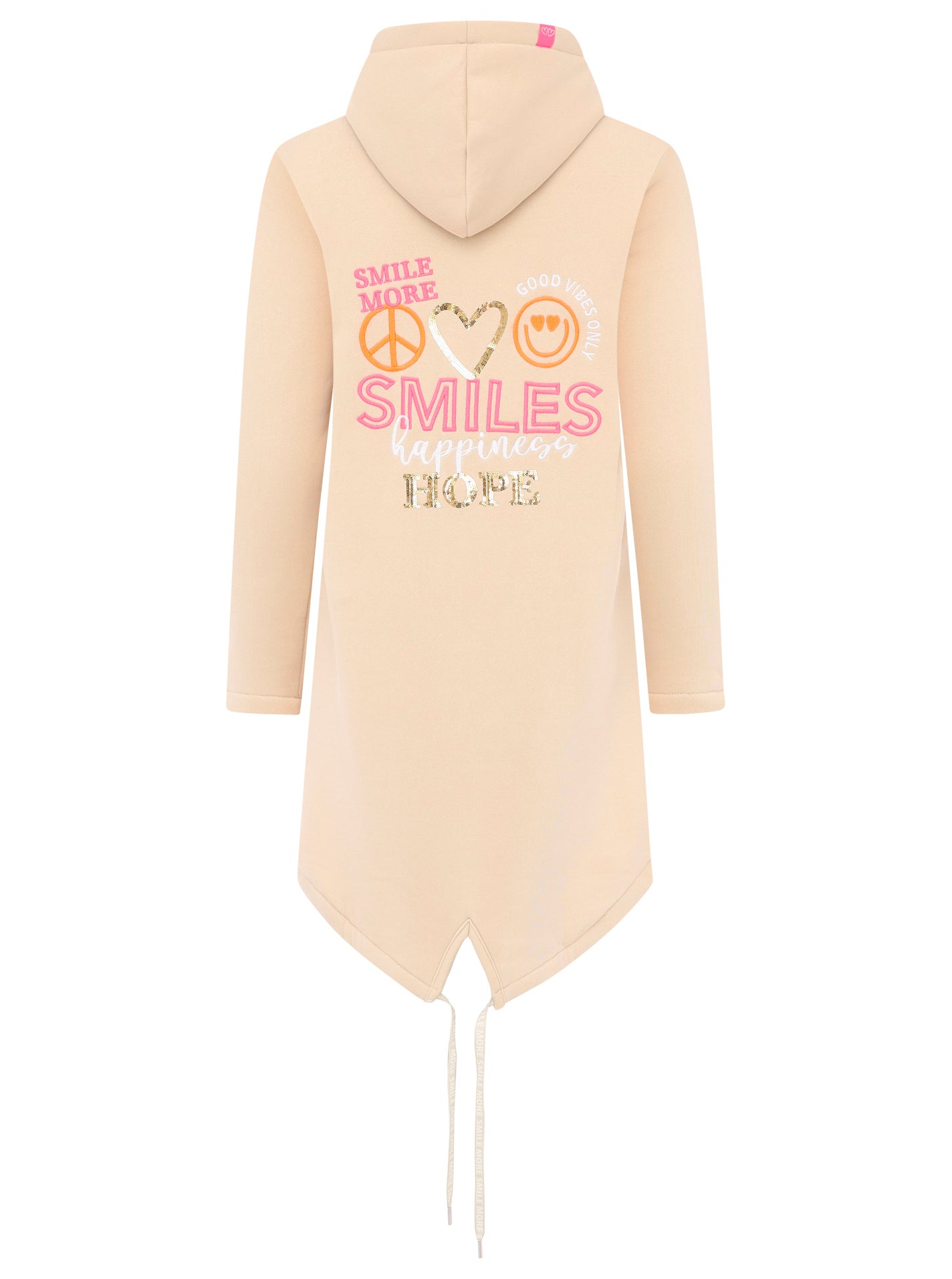 Zwillingsherz - Hoodiemantel "Smiley Happy Peace Herz" - Beige