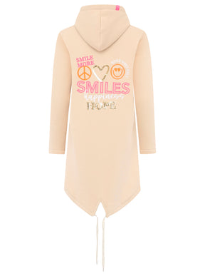 Zwillingsherz - Hoodiemantel "Smiley Happy Peace Herz" - Beige