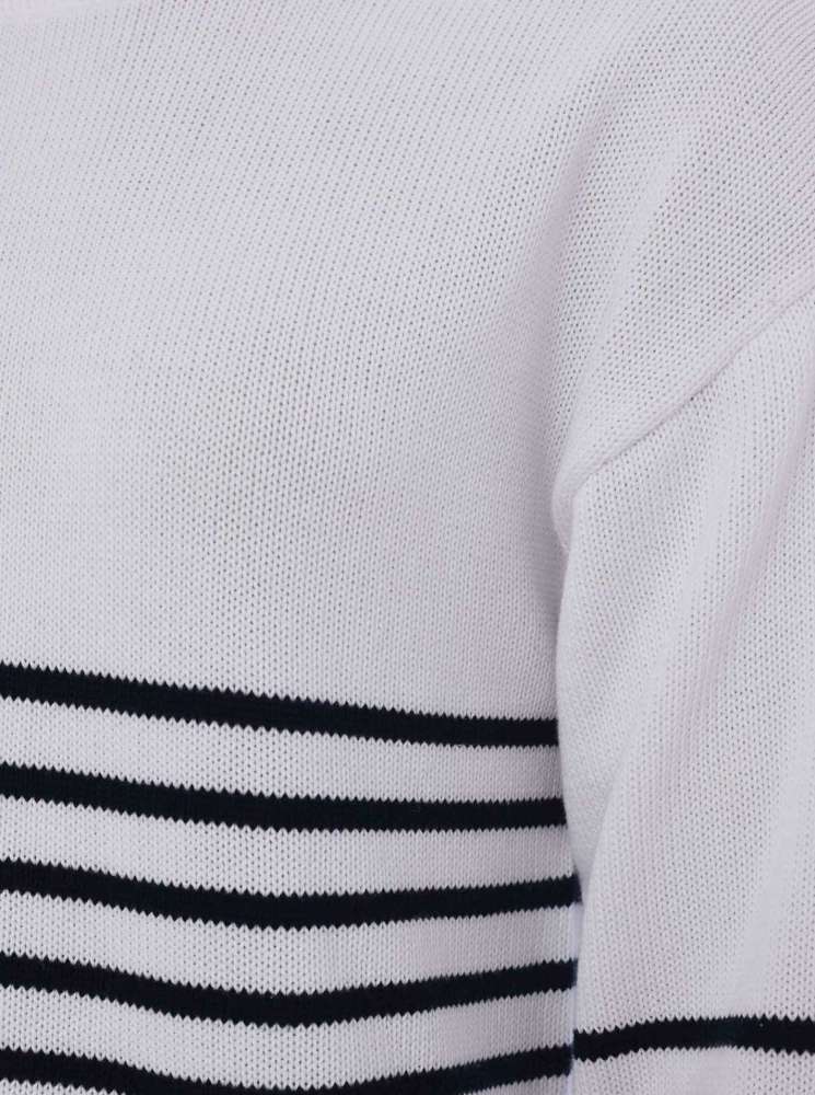 Zwillingsherz Pullover mit Streifen - Weiß/Navy