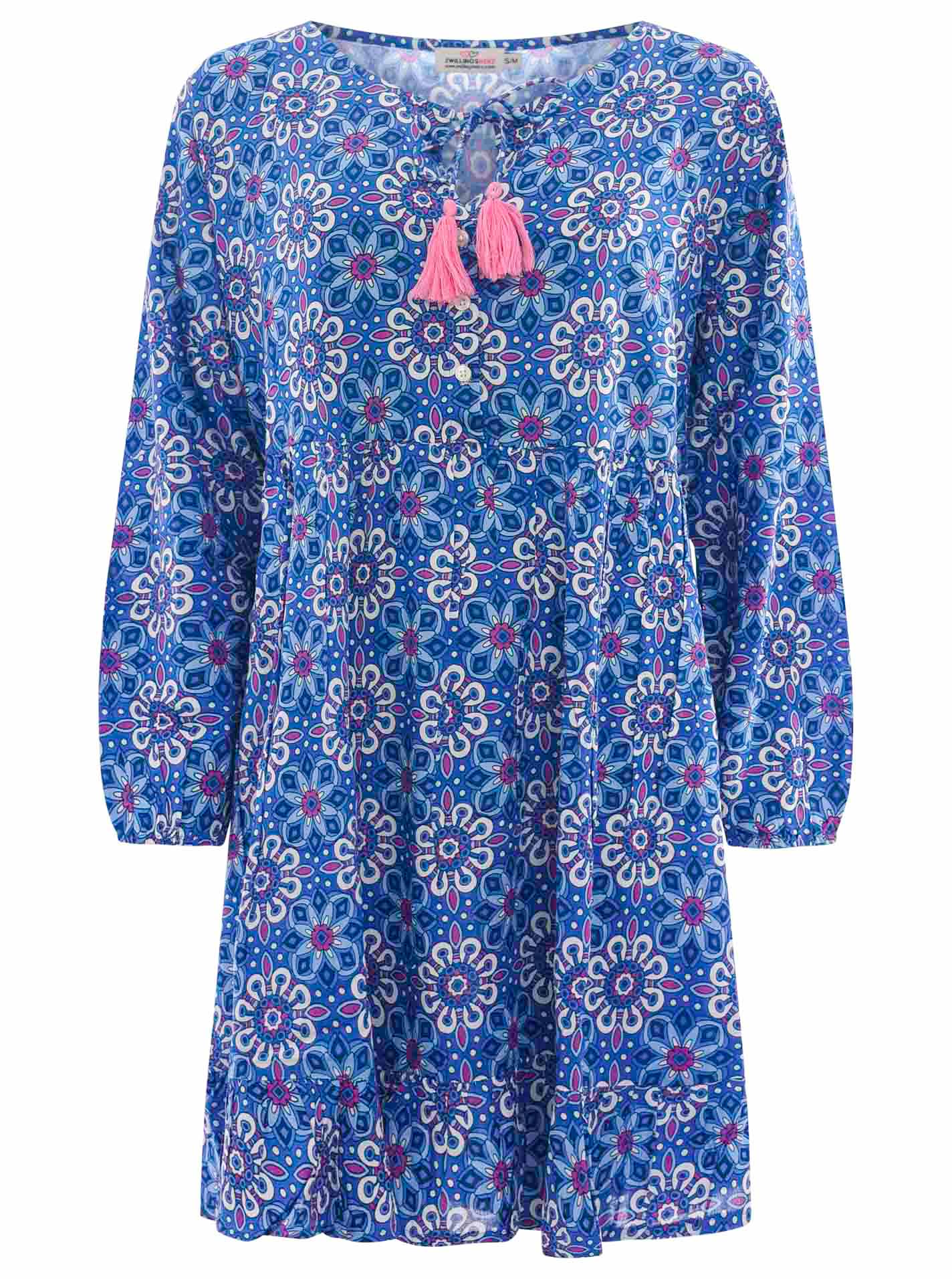 Zwillingsherz - Tunika Kleid "Fine" - Blau/Pink