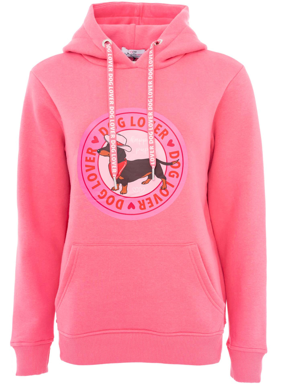 Zwillingsherz - Hoodie Neu "Dog Lover" Aufdruck - Pink