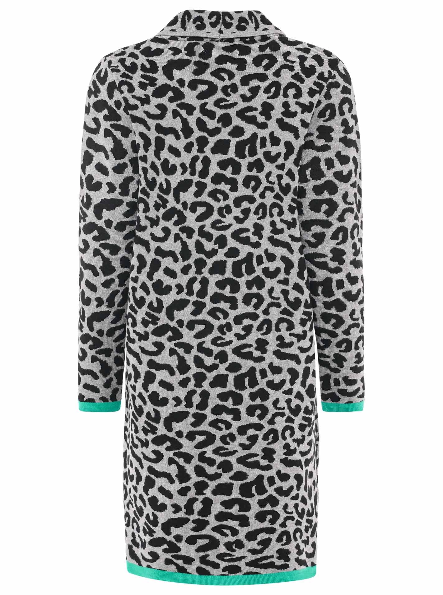 Zwillingsherz Strickjacke Leo/Leopard - Schwarz/Grau/Grün