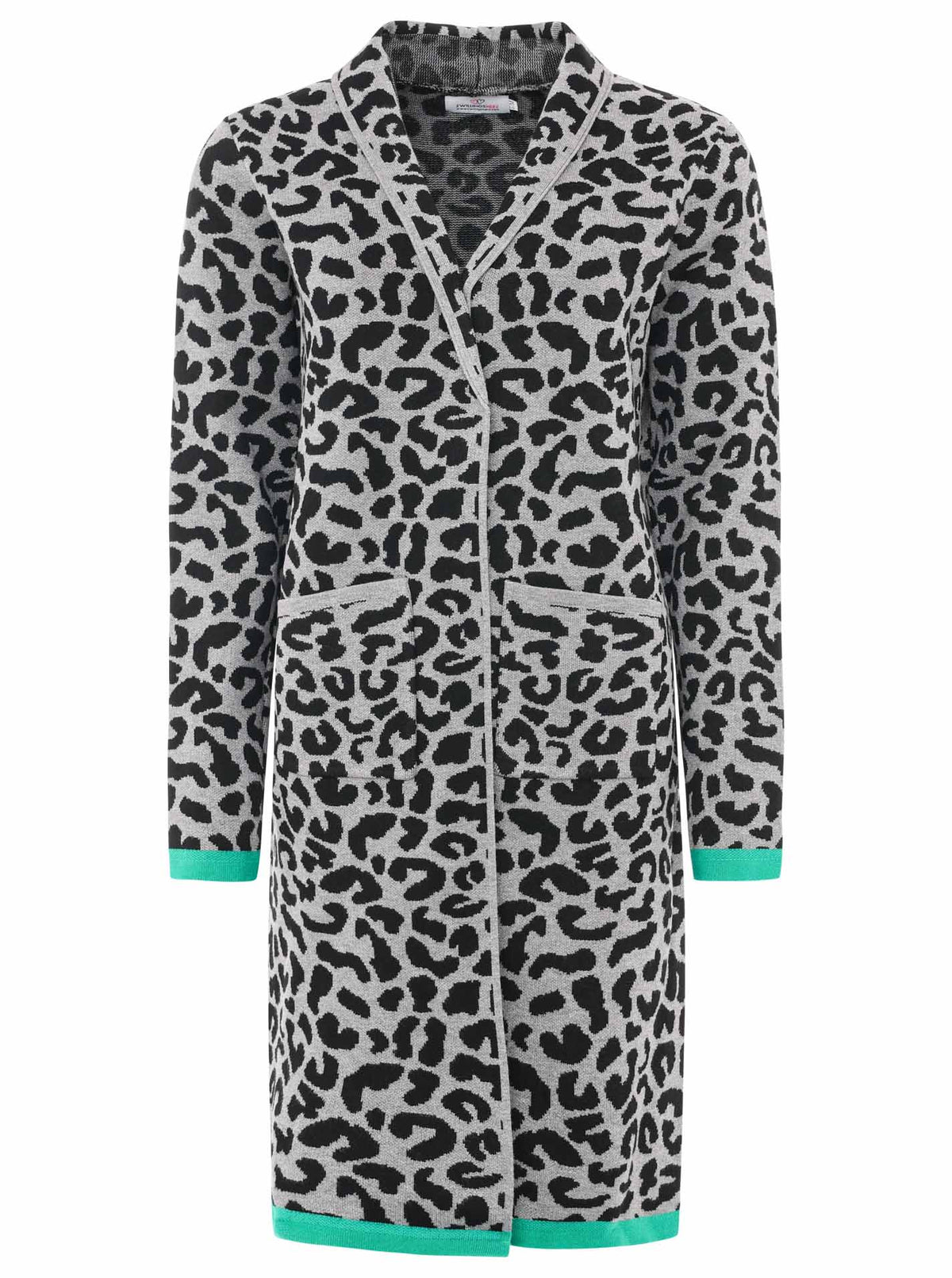 Zwillingsherz Strickjacke Leo/Leopard - Schwarz/Grau/Grün