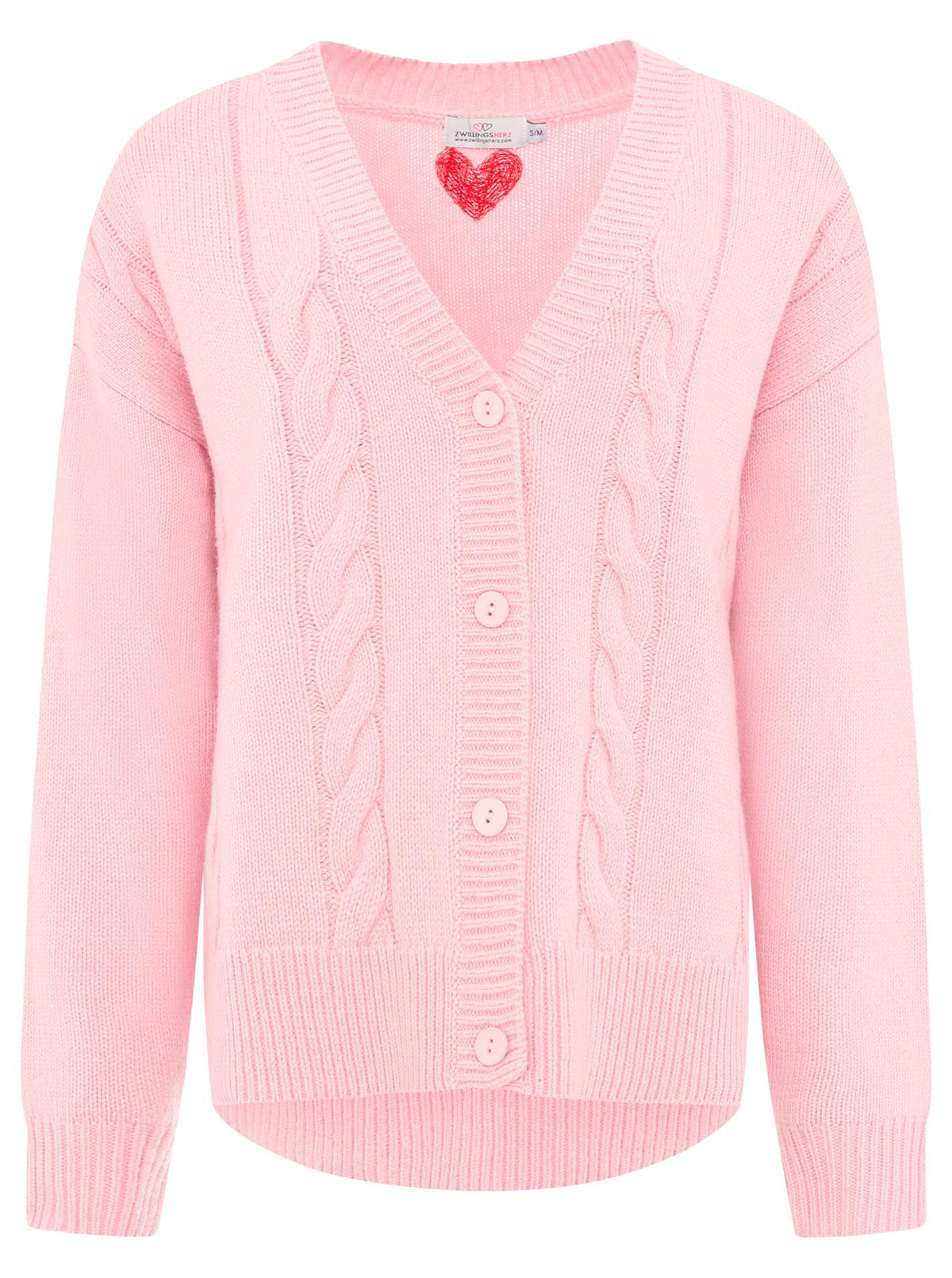 Zwillingsherz - Woll-Cardigan Zopfstrick - Pink