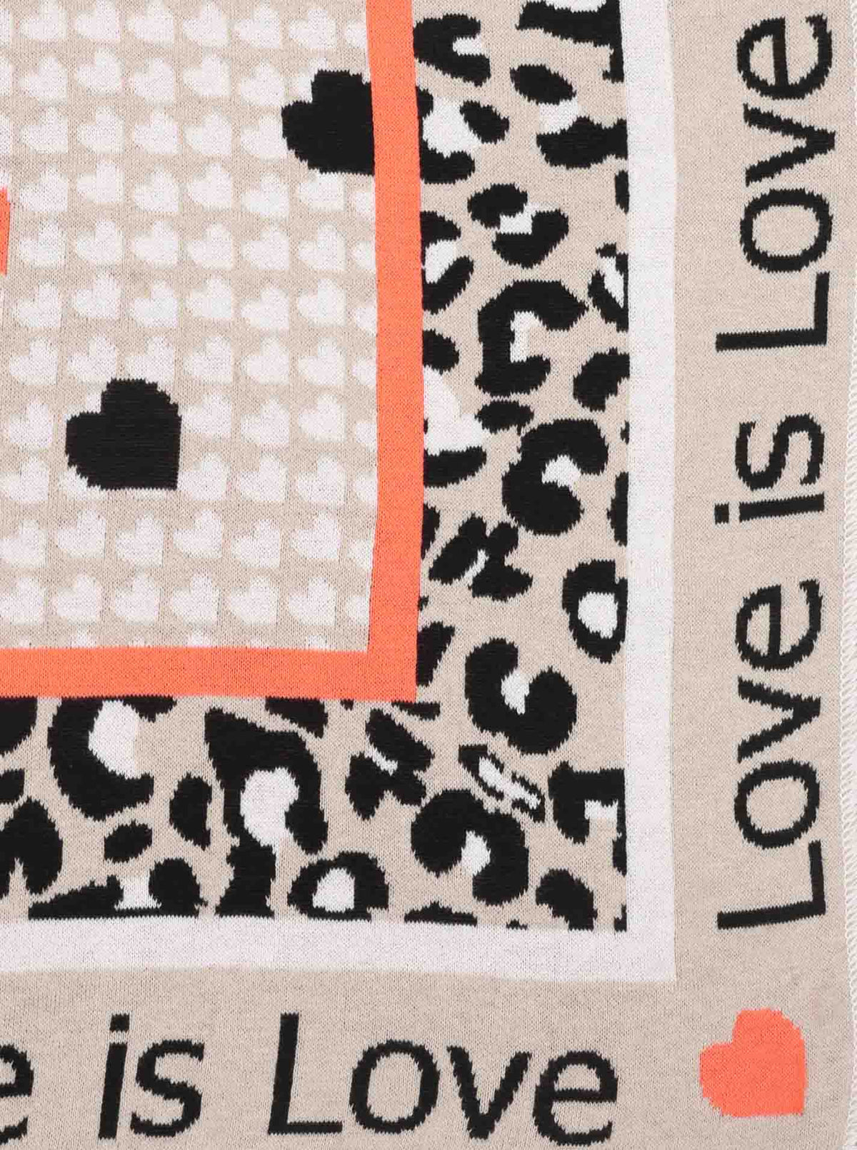 Zwillingsherz Schal - Dreieckstuch "Love is love" Baumwolle - Beige/Schwarz/Orange