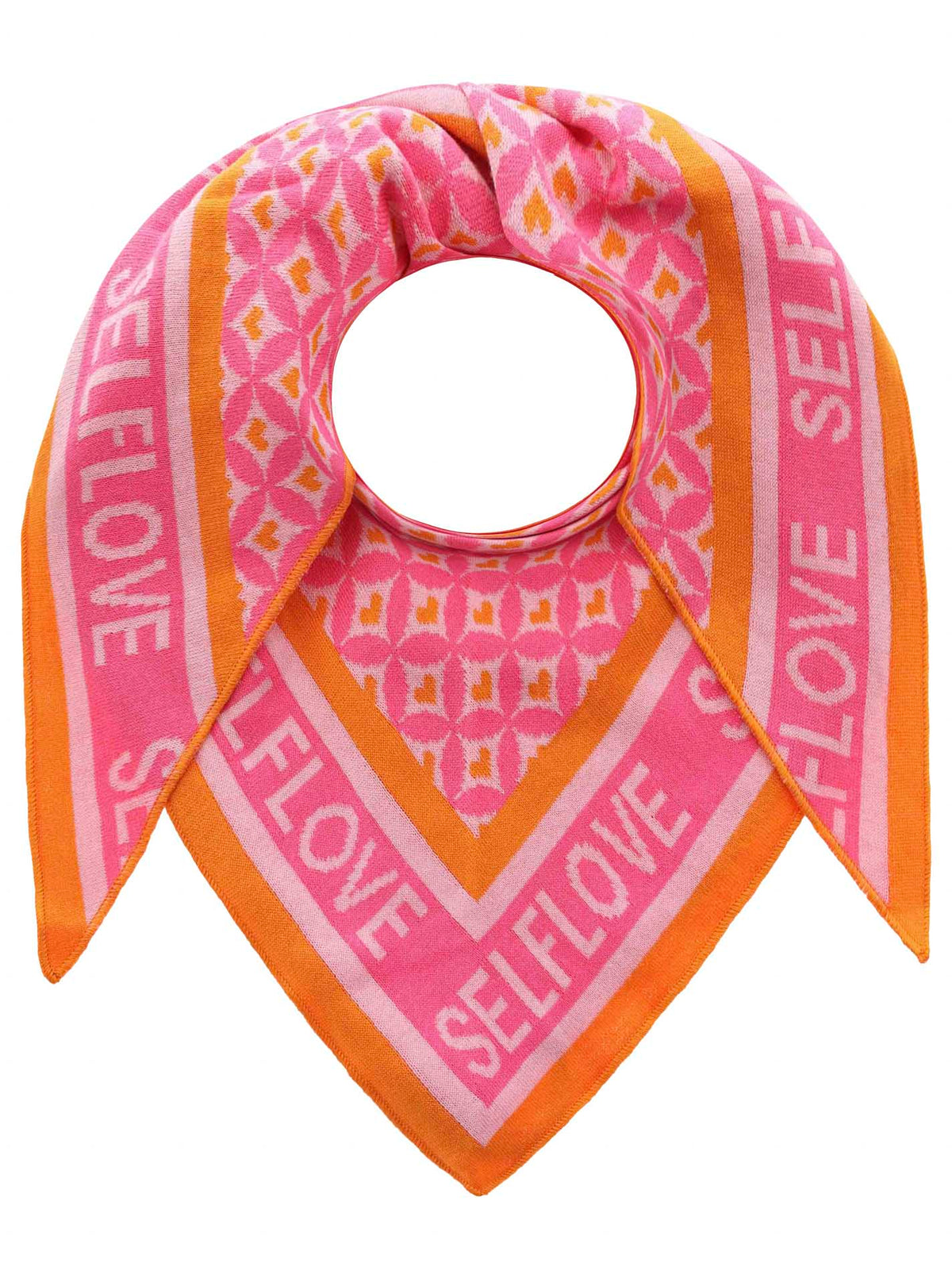 Zwillingsherz - Schal / Dreieckstuch "Self Love Herz" Baumwolle - Pink/Orange