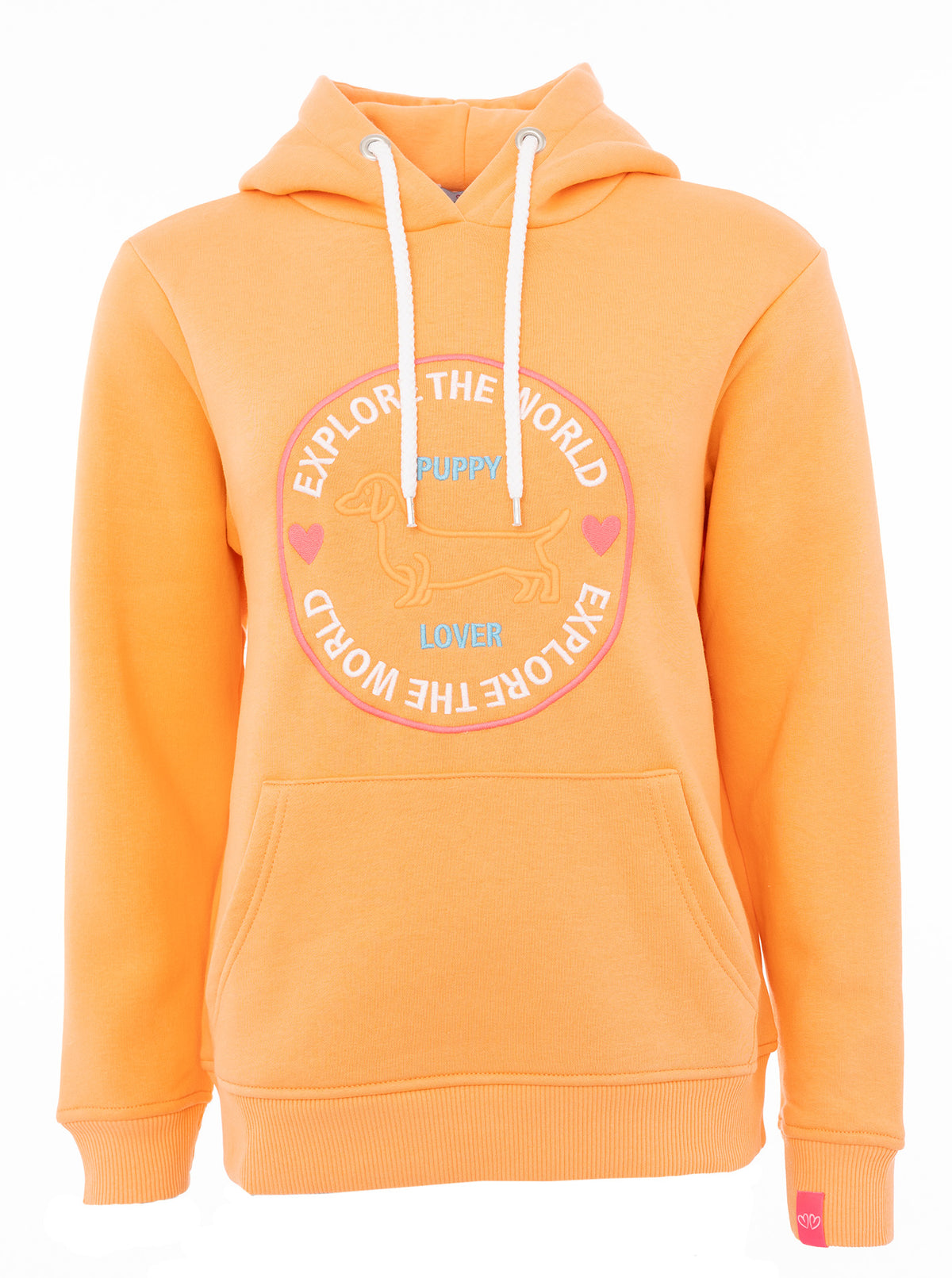 Zwillingsherz - Hoodie Neu "Puppy Love Explore the World" - Orange