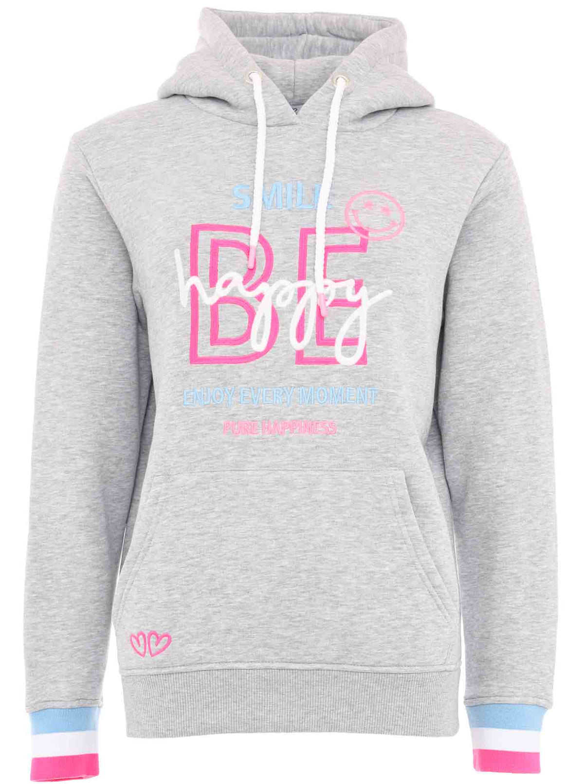 Zwillingsherz - Hoodie "Smile Be Happy" - Grau