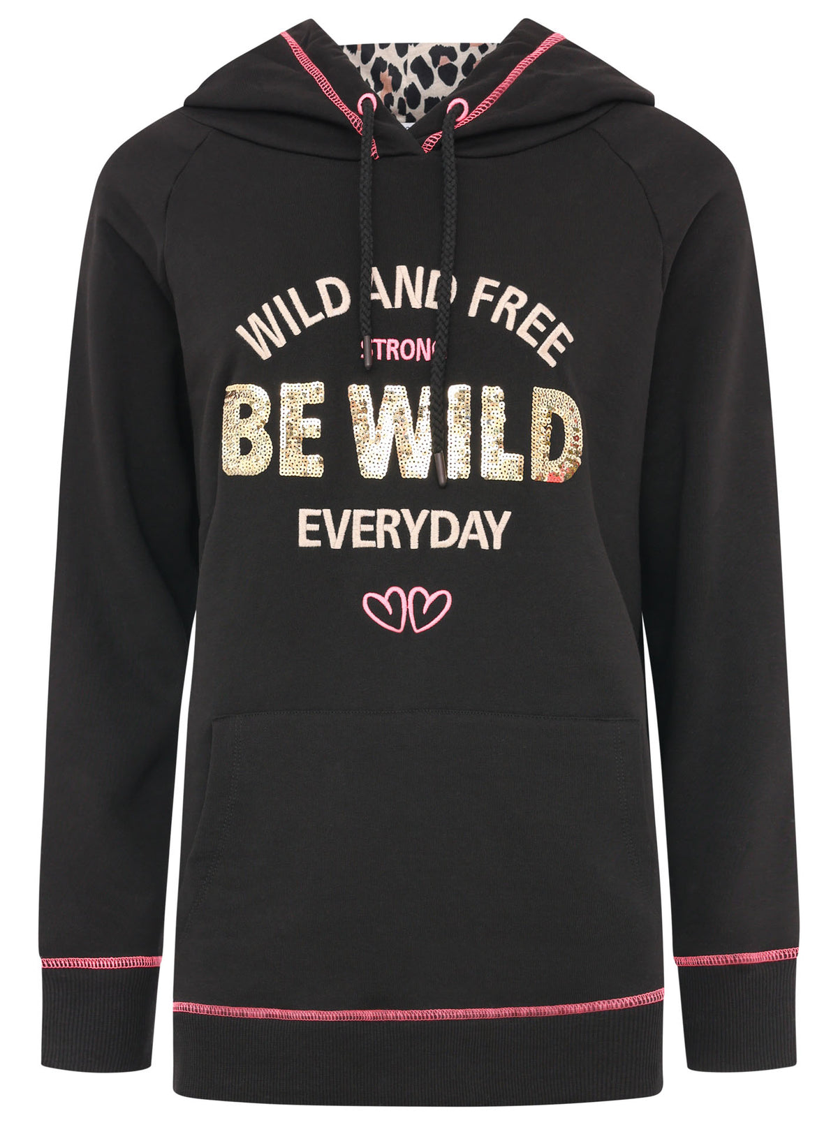 Zwillingsherz - Hoodie/Sweatshirt "Be Wild - Wild and Free" - Schwarz/Beige